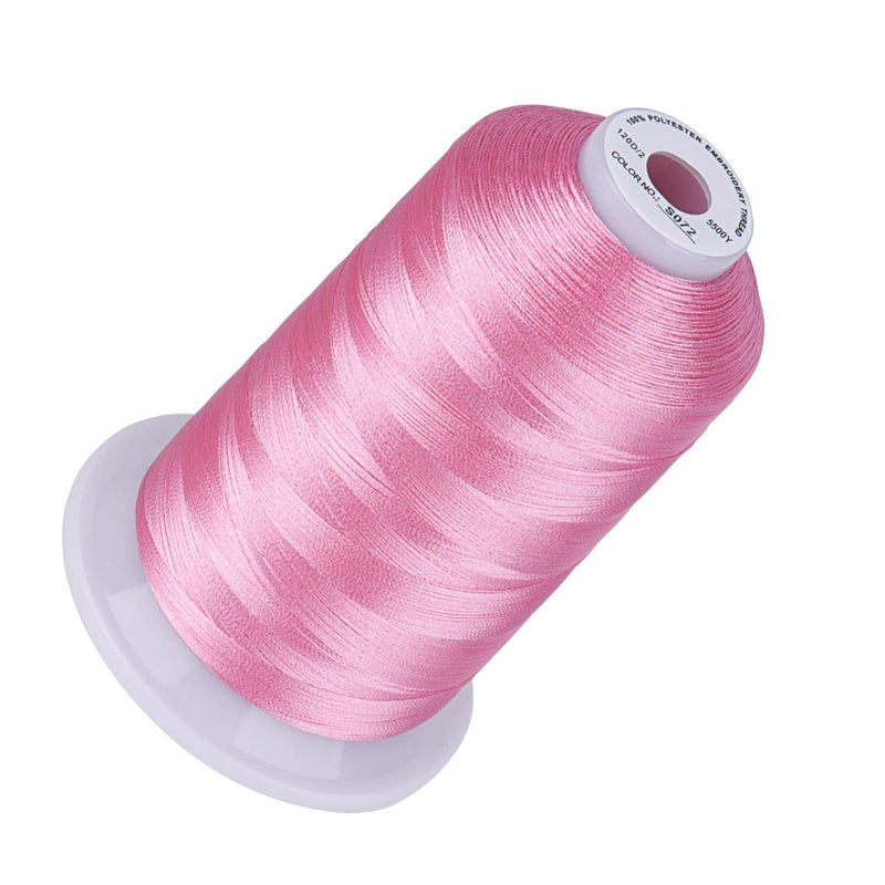 سيمثريد خيط تطريز Simthread 5500Yds، 5000 متر عالي الياردات 40WT 100% خيط بوليستر - 170+ ألوان زاهية، تصنيف عالي السرعة - متوافق مع Brother، Singer، Janome والمزيد - وردي ناعم S072 - Image 1